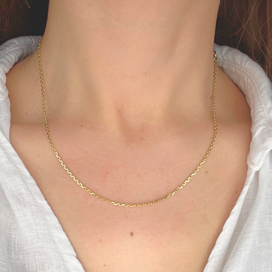 14ct Yellow Gold Fine Chain Vintage, 17.5 inches