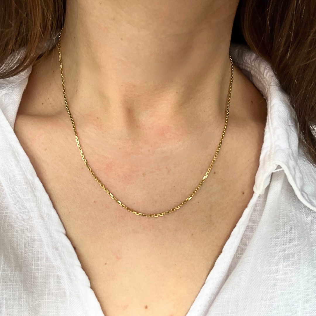 14ct Yellow Gold Fine Chain Vintage, 17.5 inches