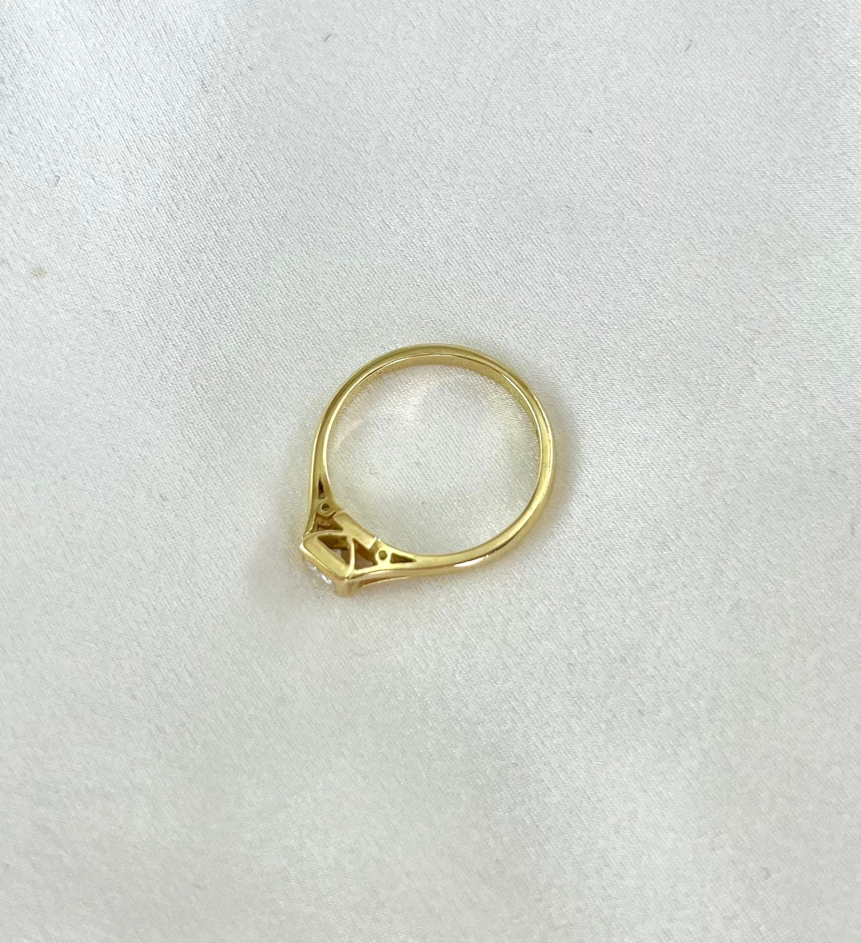 18ct Yellow Gold Princess Cut Diamond Ring Vintage, Size N