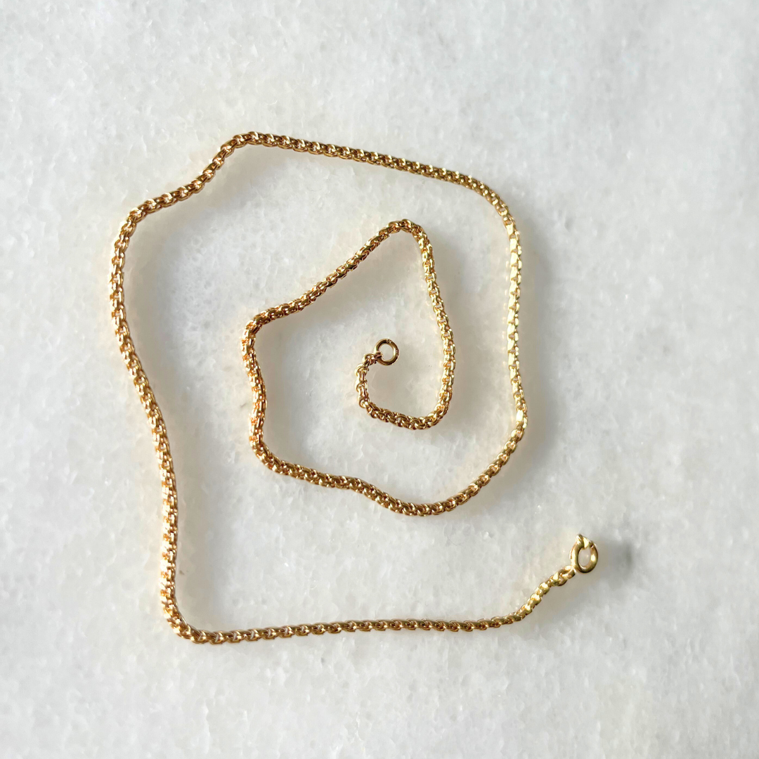 18ct Yellow Gold Spiga Chain, 15.5 inch 40cm Vintage