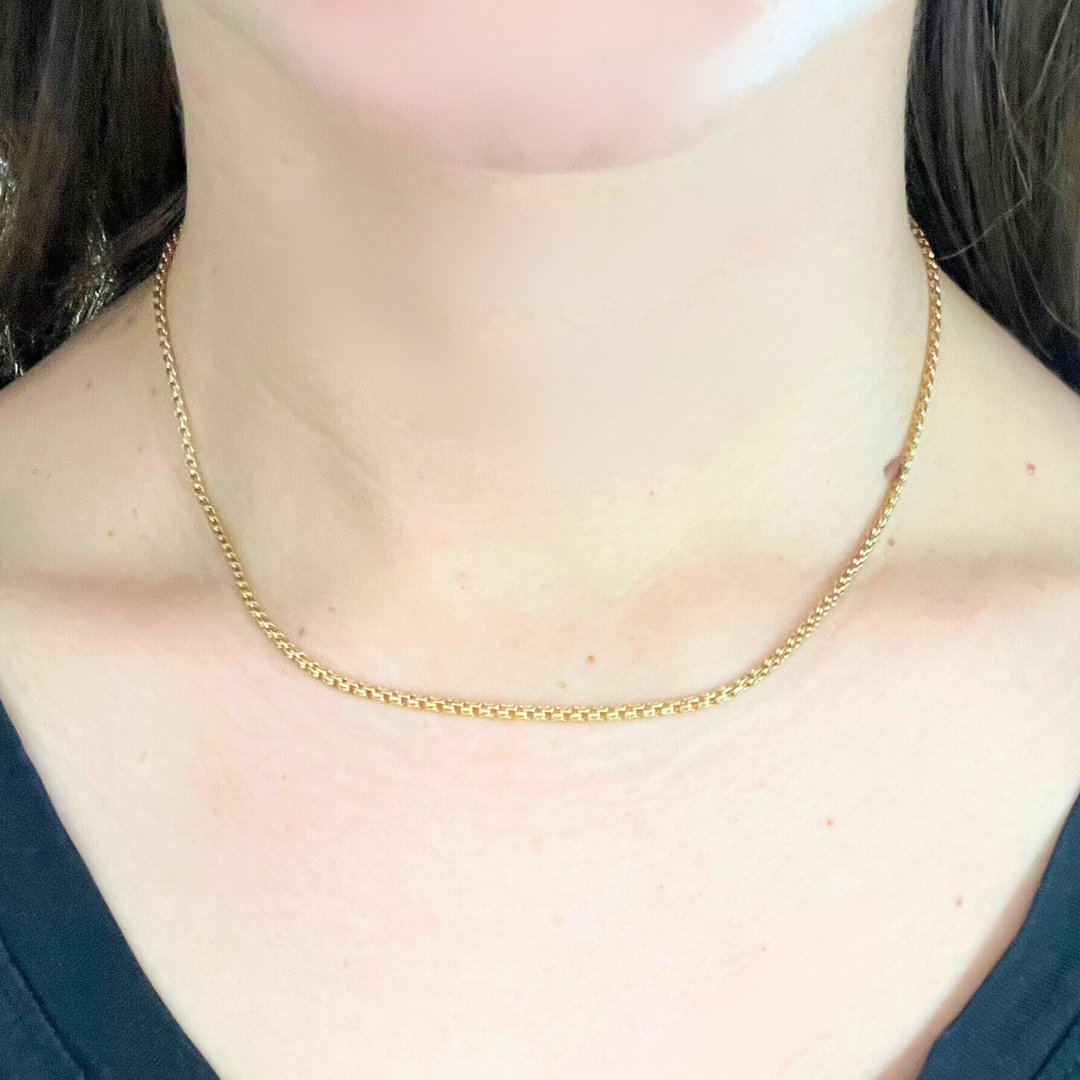18ct Yellow Gold Spiga Chain, 15.5 inch 40cm Vintage