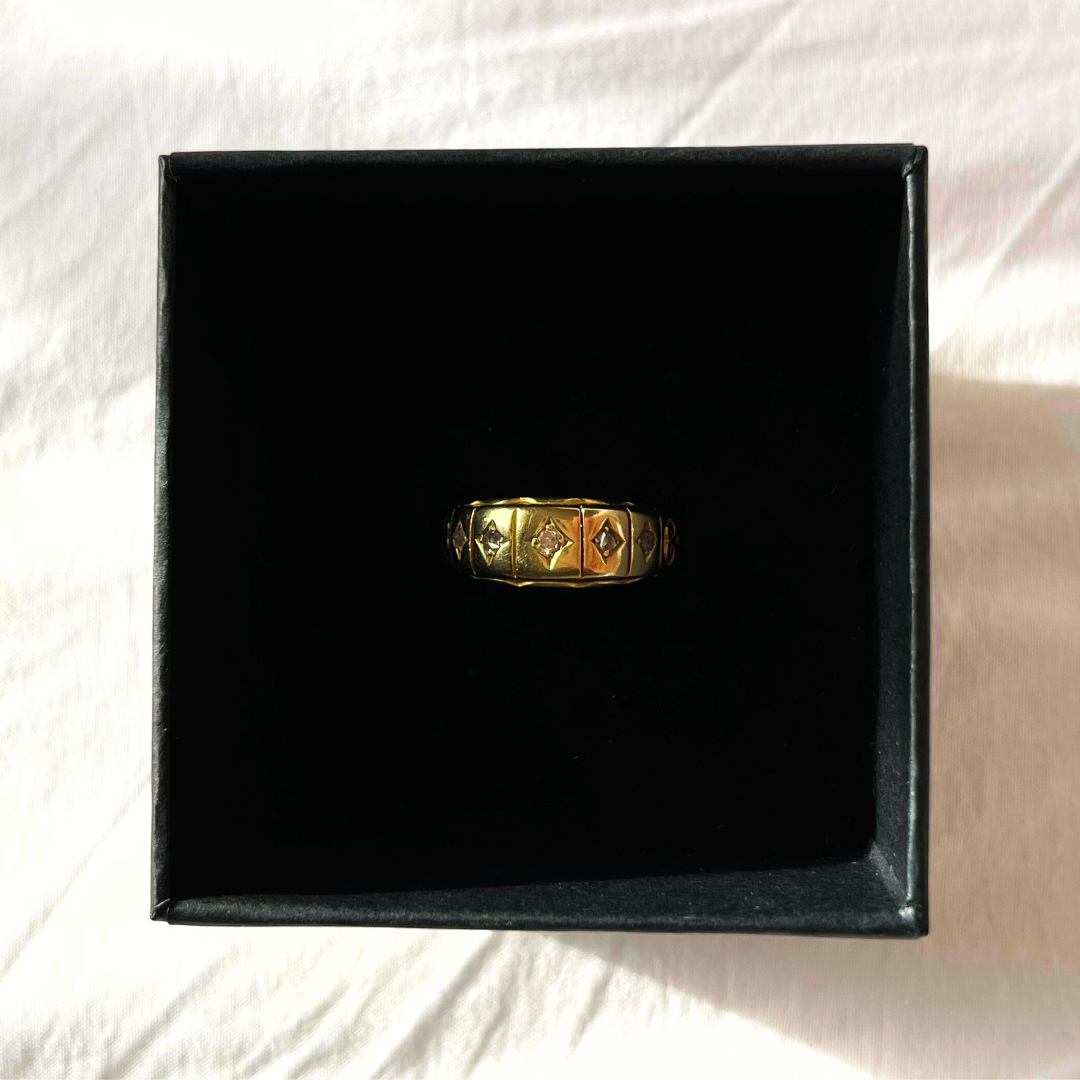 Antique 18ct Yellow Gold 5 Stone Diamond Gypsy Ring Size O