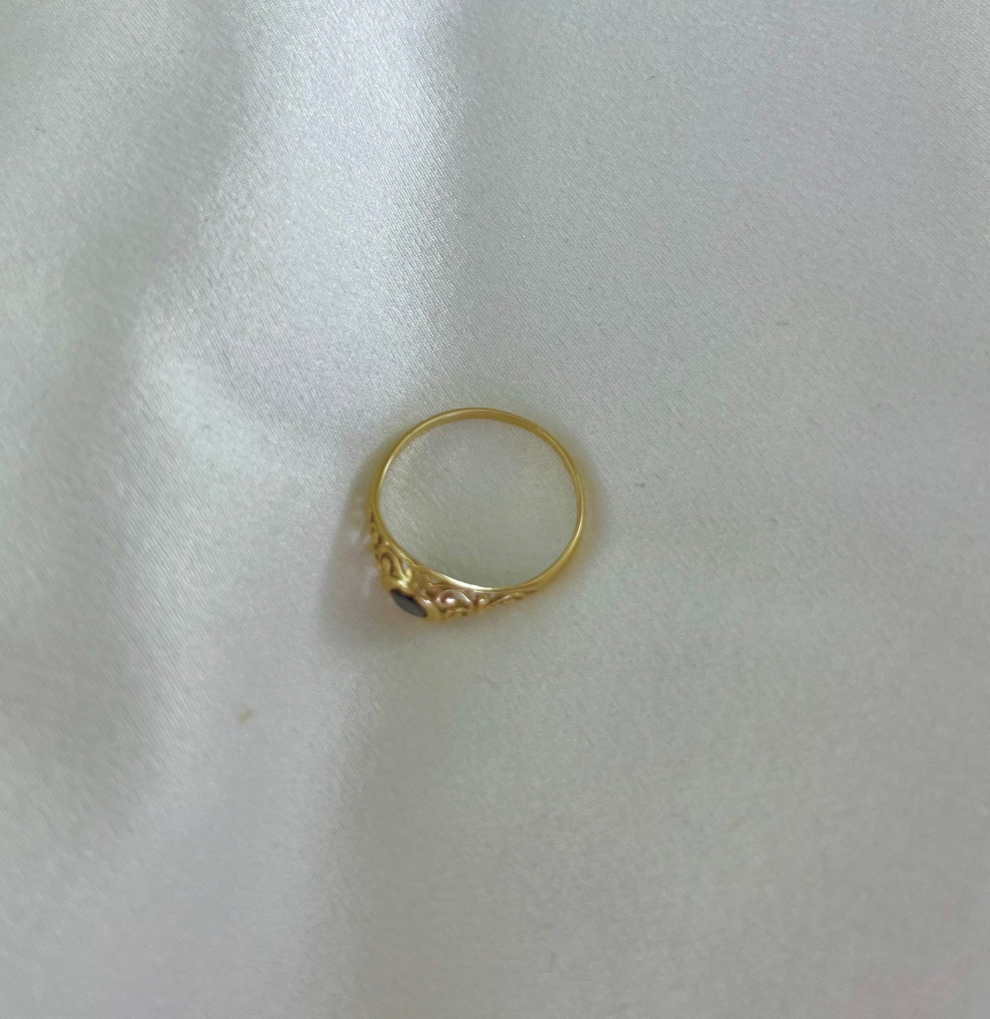 Vintage 9ct Gold Black Onyx Ring, Size O UK