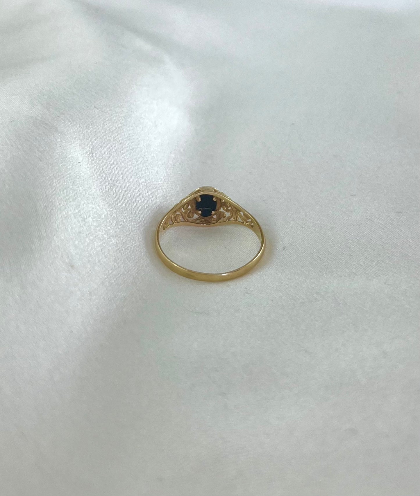 Vintage 9ct Gold Black Onyx Ring, Size O UK