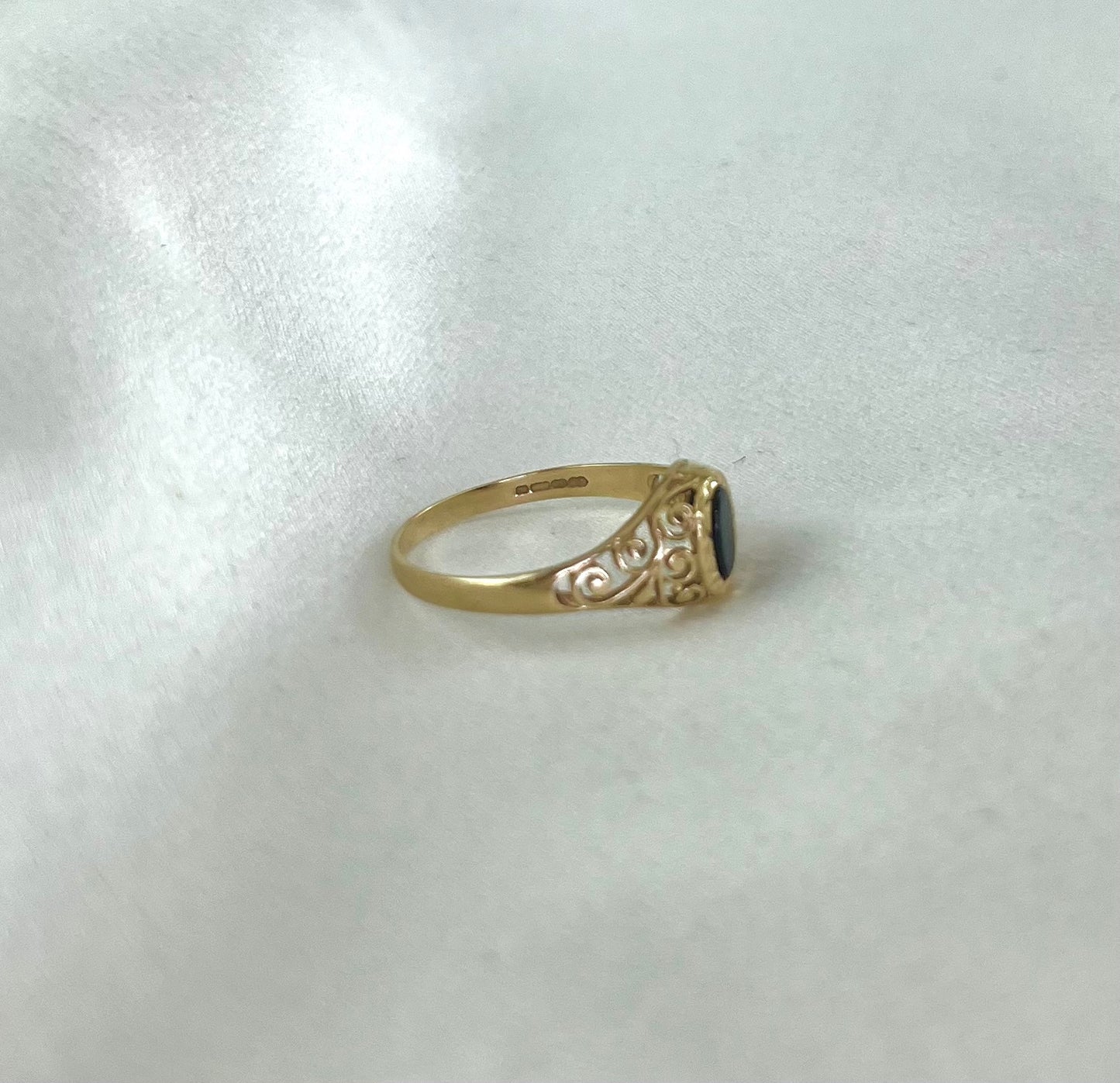 Vintage 9ct Gold Black Onyx Ring, Size O UK