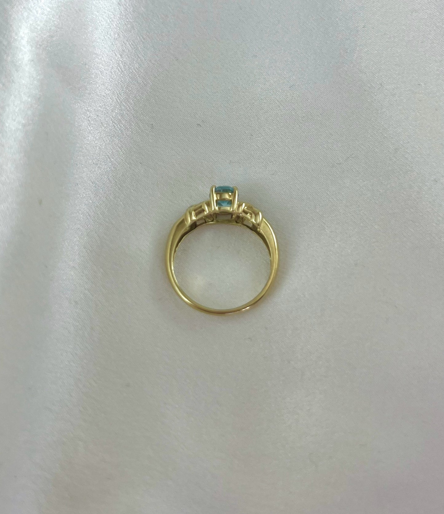 Vintage 9ct Gold Blue Topaz and Diamond Dress Ring, Size Q