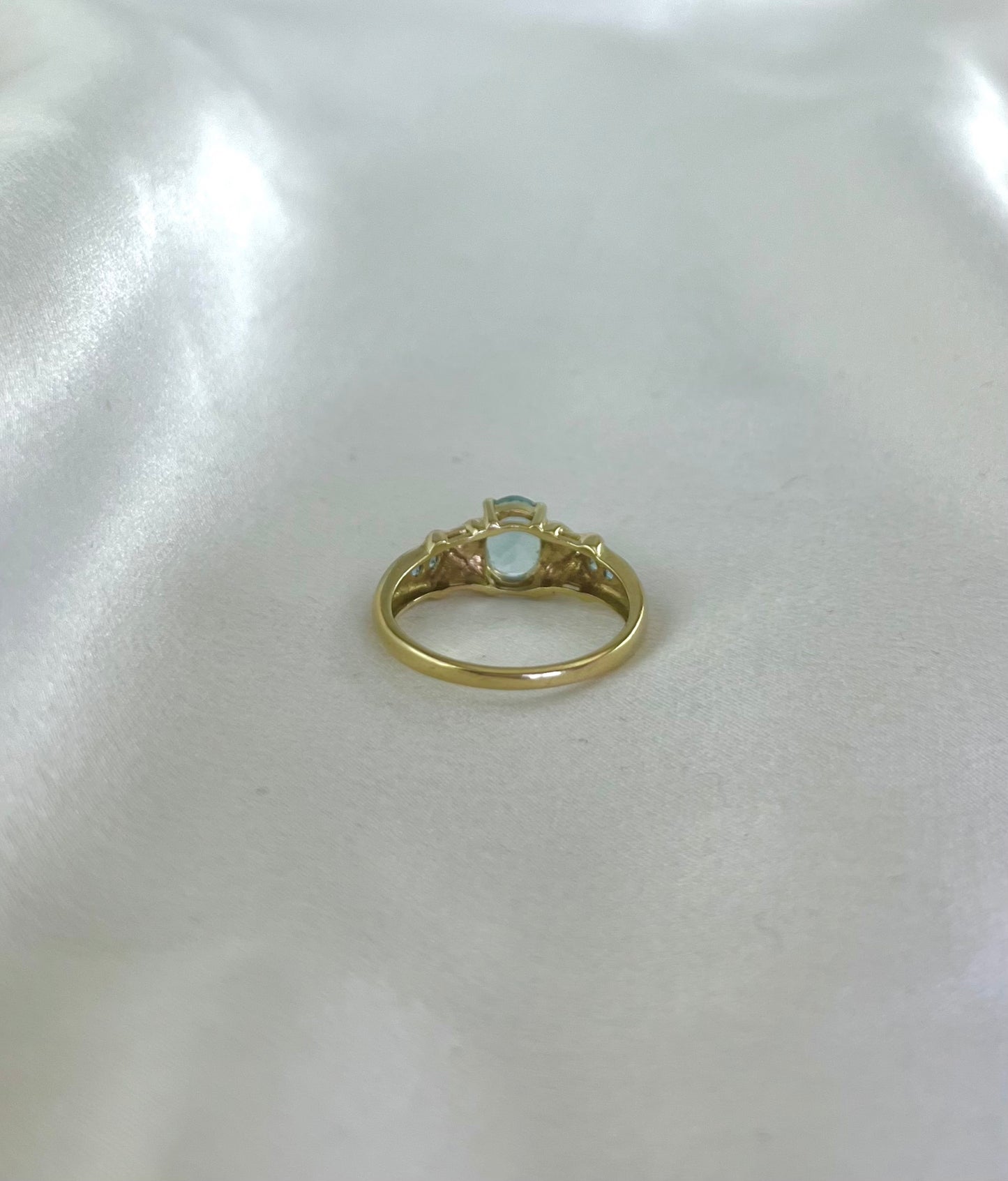 Vintage 9ct Gold Blue Topaz and Diamond Dress Ring, Size Q