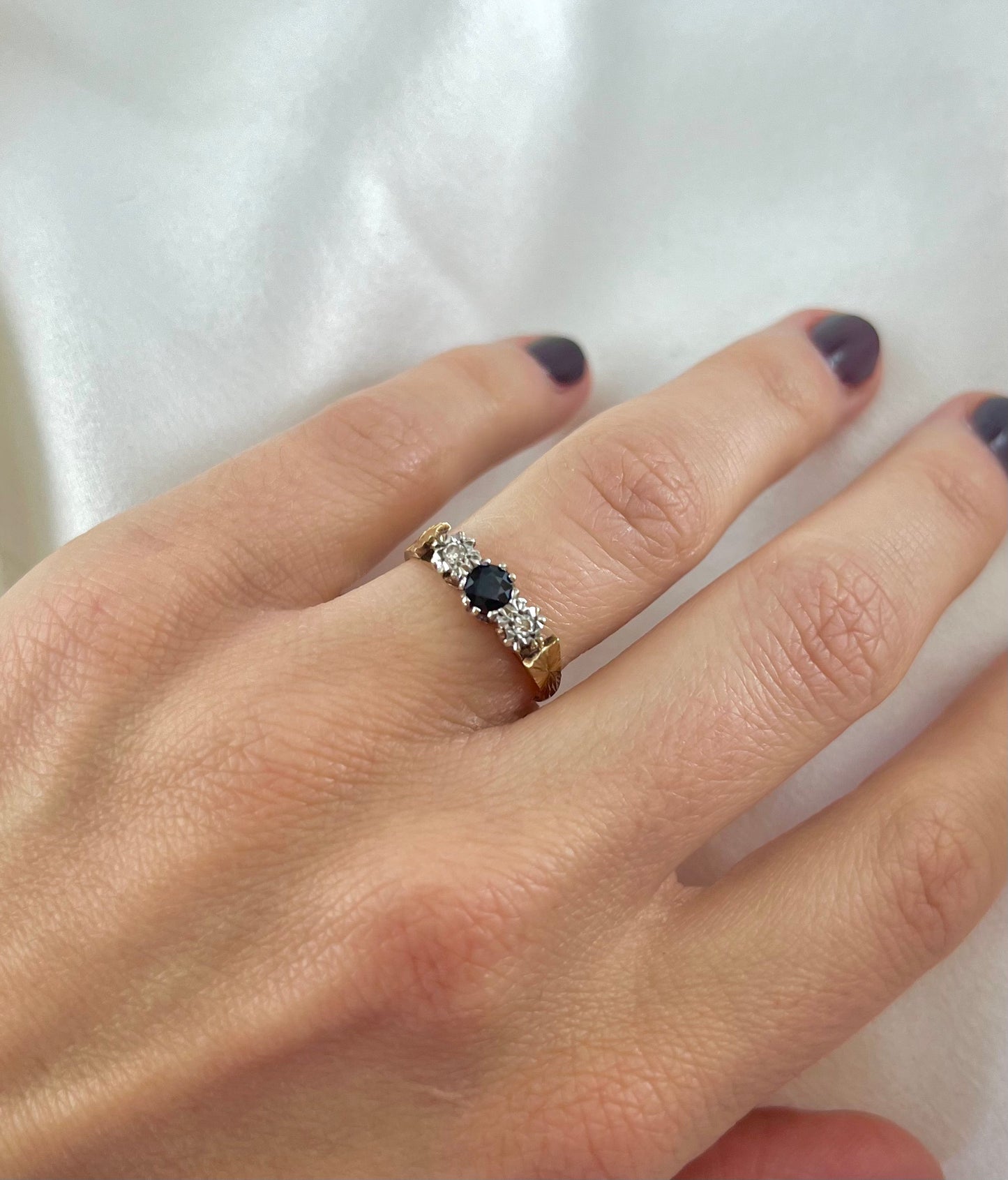 The ring is fully hallmarked and in good condition. This ring is packaged in a Soste hinged ring box.