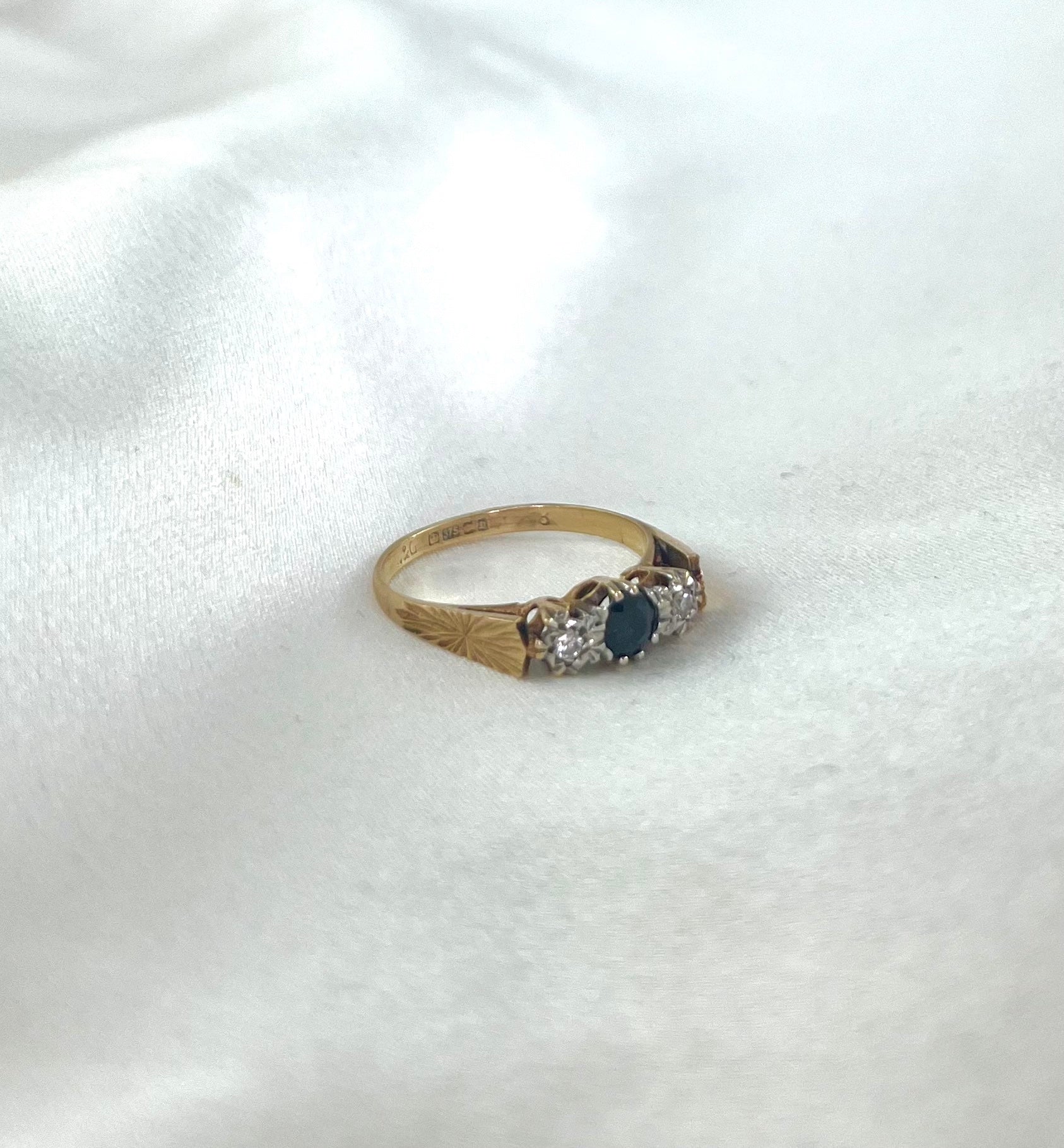 The ring is fully hallmarked and in good condition. This ring is packaged in a Soste hinged ring box.