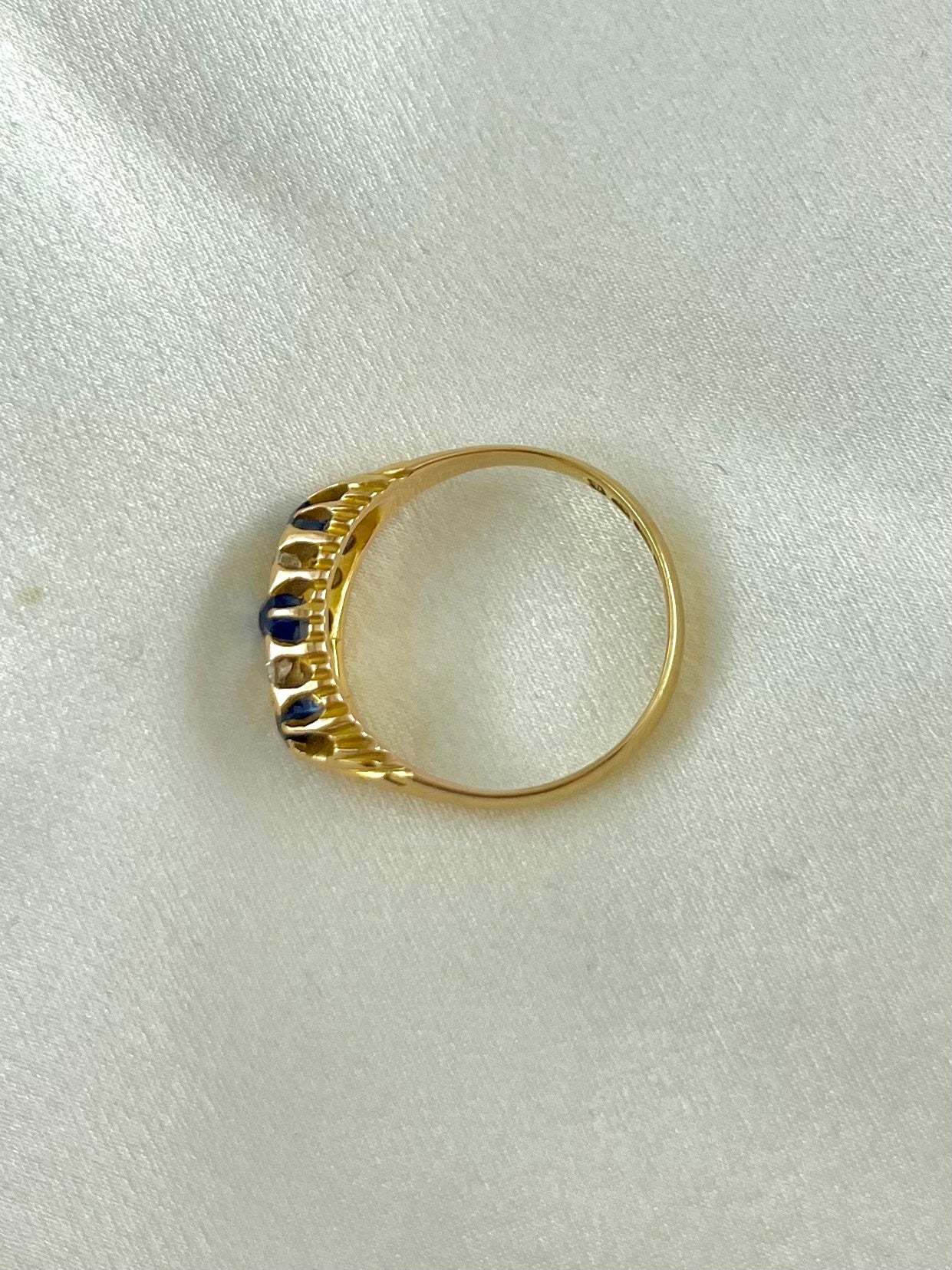 Antique Edwardian 18ct Gold Sapphire and Diamond Engagement Ring, Size O + 0.5 1903