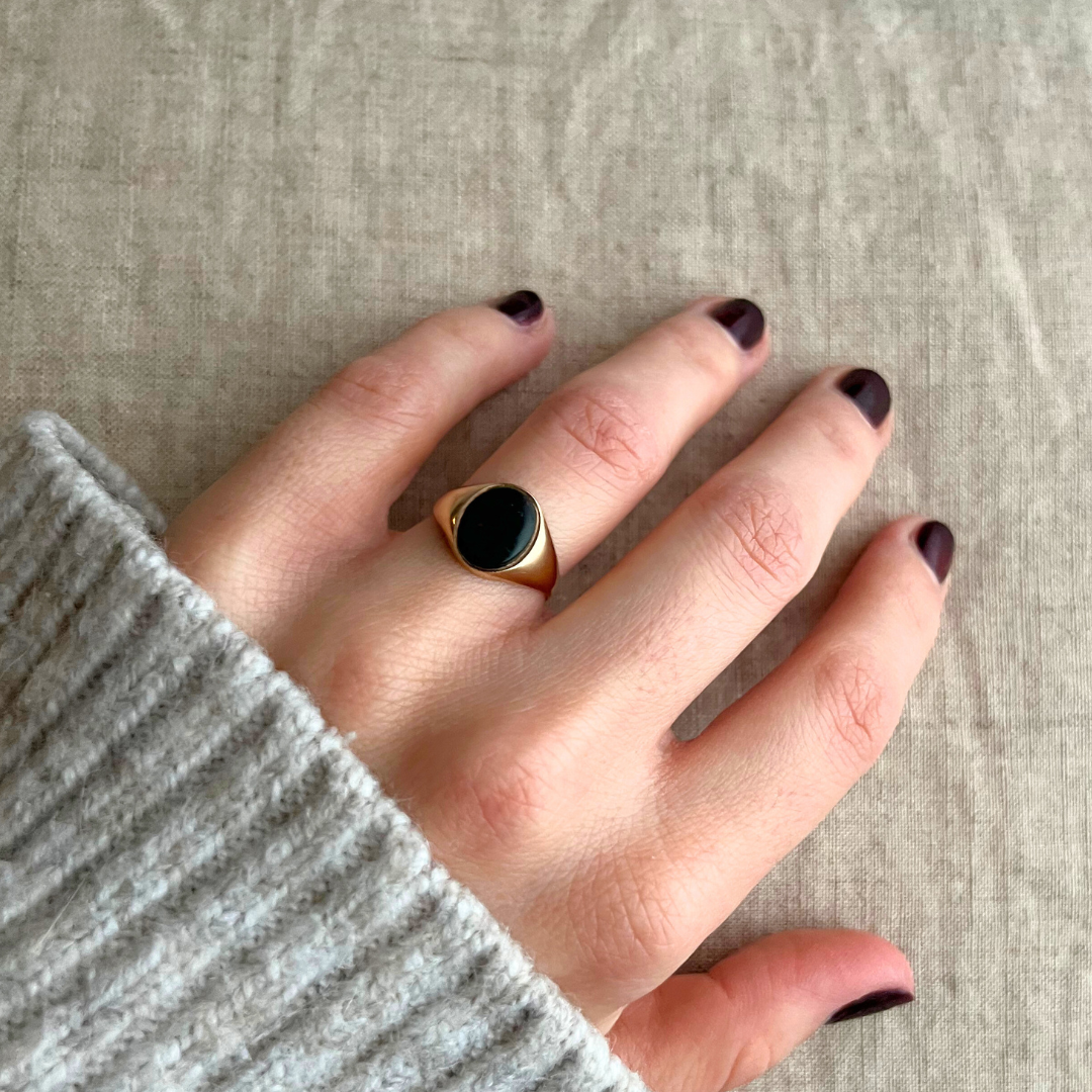 Vintage 9ct Gold Bloodstone Signet Ring, Size L
