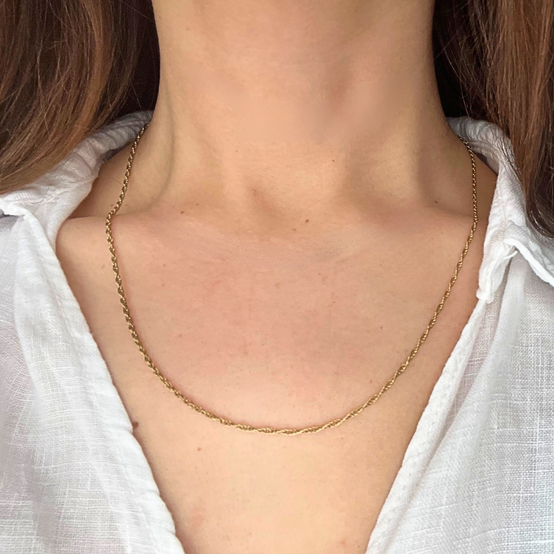 9ct Gold Chain Link Fine Necklace Vintage 50cm Long