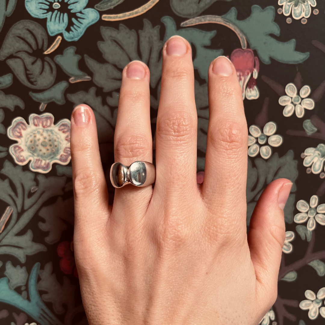 Vintage Georg Jensen Solid Sterling Silver Ring, Size M Modernist Danish