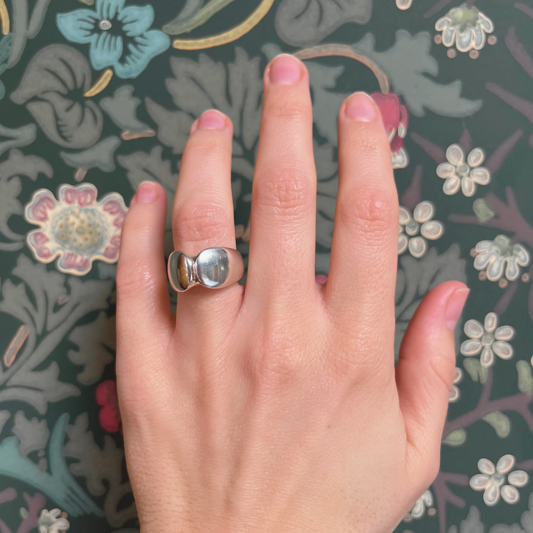 Vintage Georg Jensen Solid Sterling Silver Ring, Size M Modernist Danish