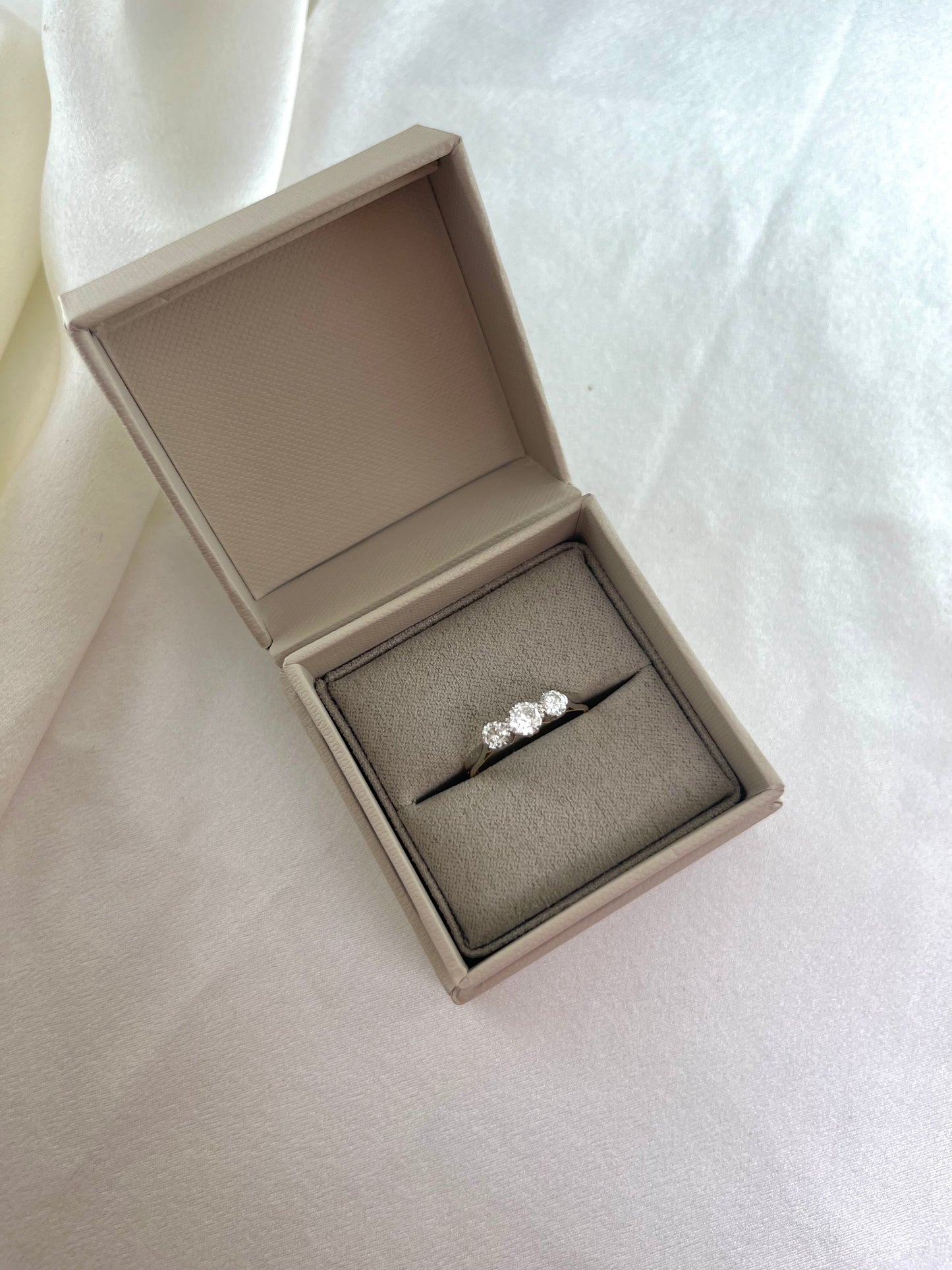 Period 18ct Gold and Platinum Three Stone Diamond Engagement Ring, Vintage Size M + 0.5, Approx. 0.24ct