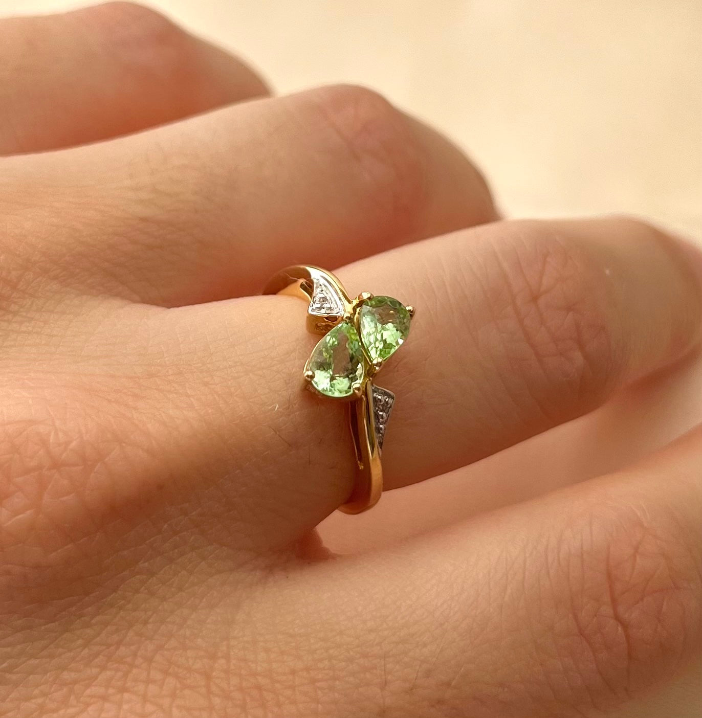 Vintage 18ct Gold Green Amethyst Multi-Stone Ring, Size N + 0.5 Moi et Toi Ring