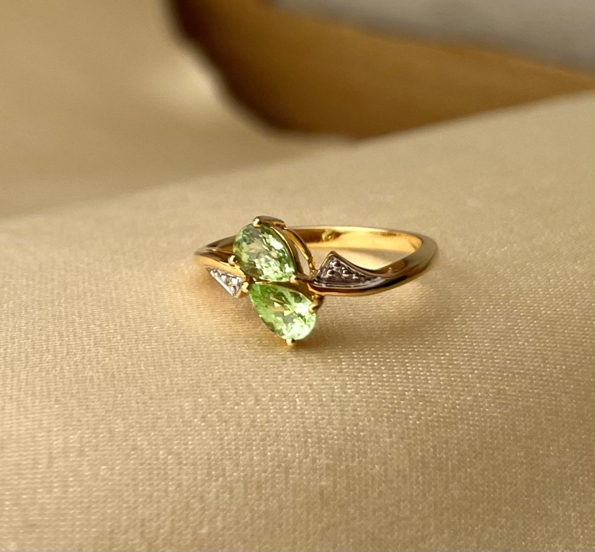 Vintage 18ct Gold Green Amethyst Multi-Stone Ring, Size N + 0.5 Moi et Toi Ring