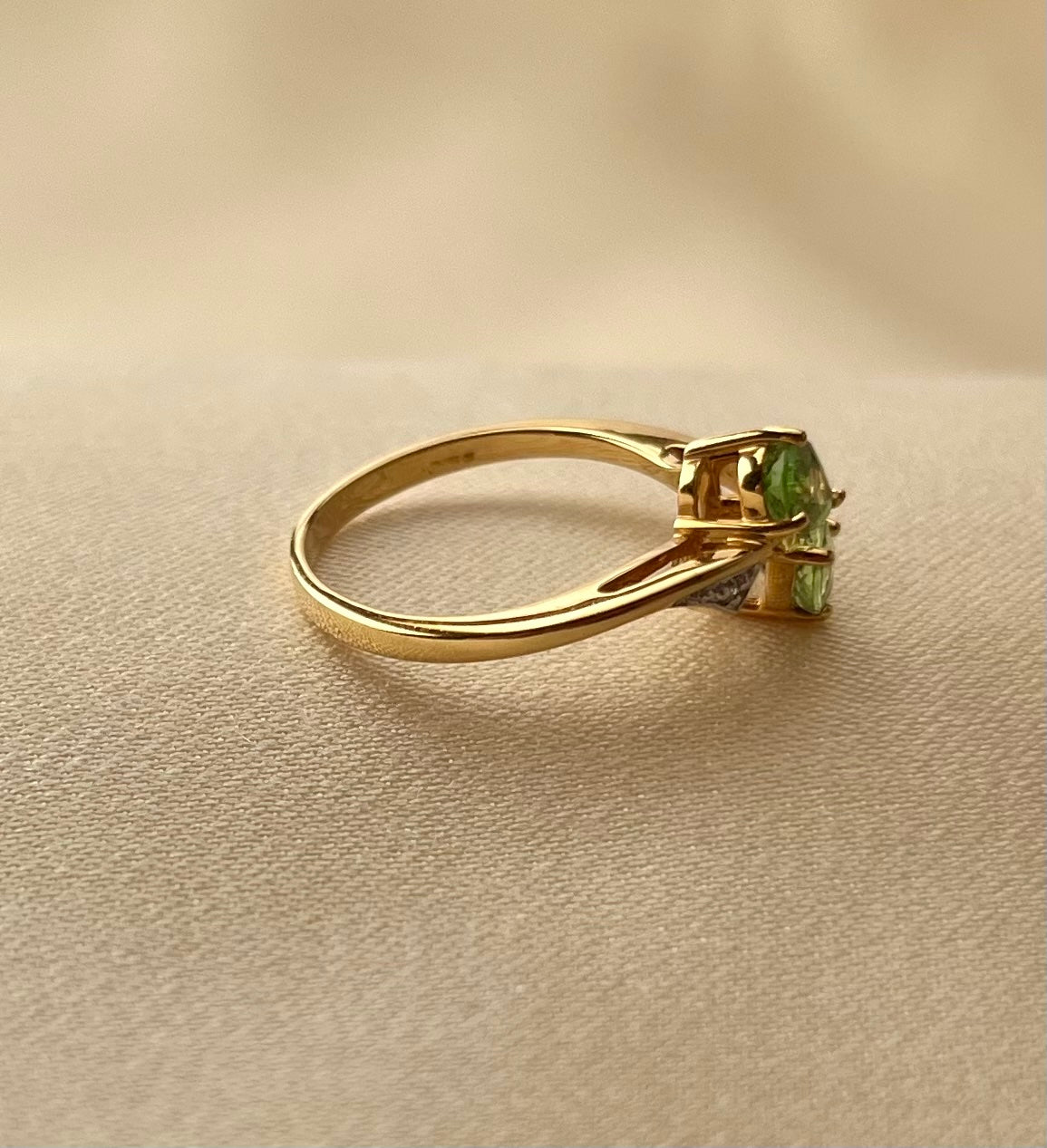 Vintage 18ct Gold Green Amethyst Multi-Stone Ring, Size N + 0.5 Moi et Toi Ring