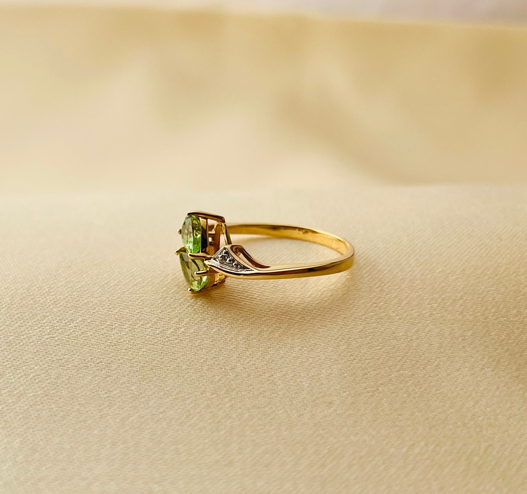 Vintage 18ct Gold Green Amethyst Multi-Stone Ring, Size N + 0.5 Moi et Toi Ring