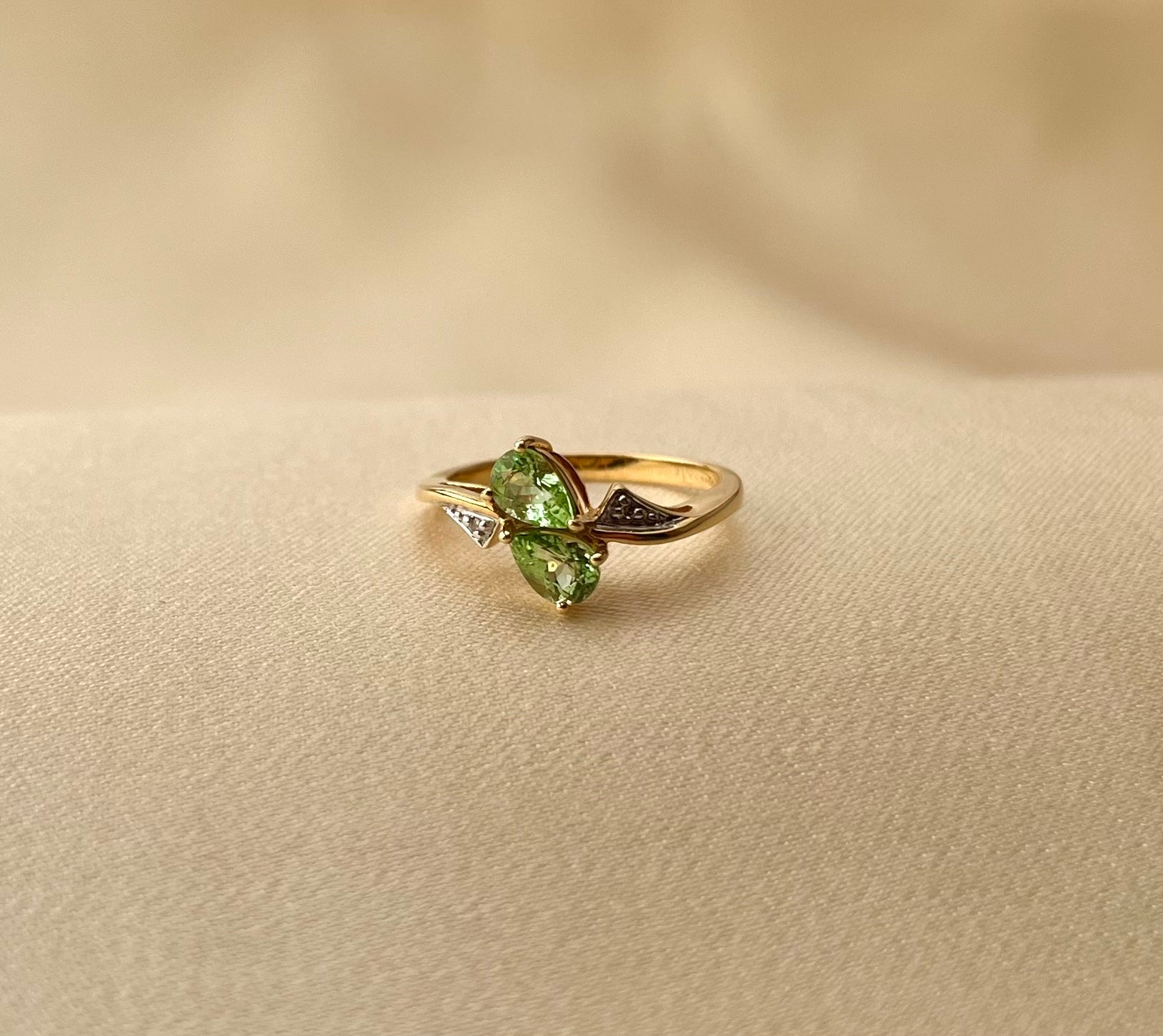 Vintage 18ct Gold Green Amethyst Multi-Stone Ring, Size N + 0.5 Moi et Toi Ring