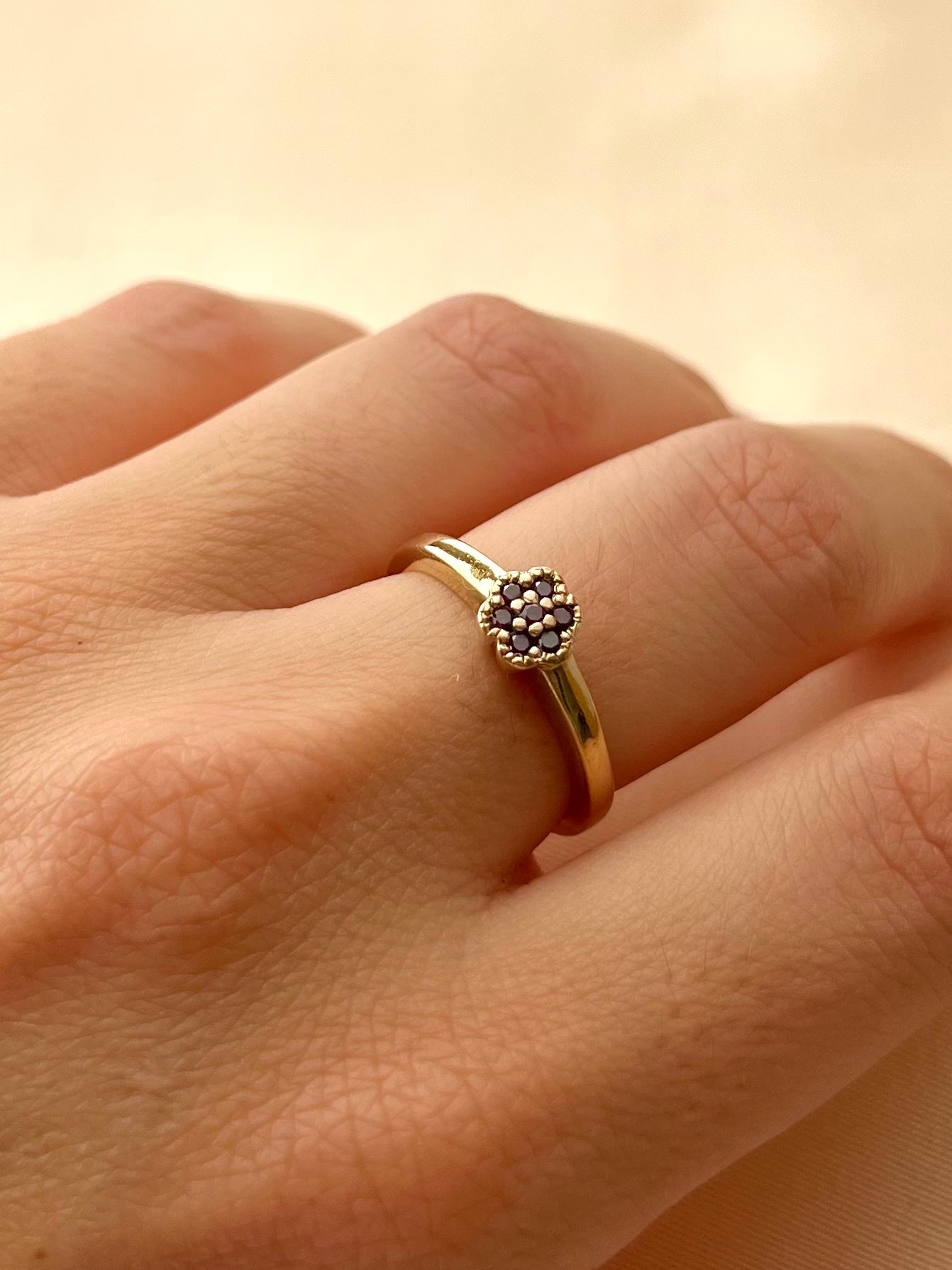 Vintage 9ct Gold Pink Diamond Cluster Ring, Size Q UK