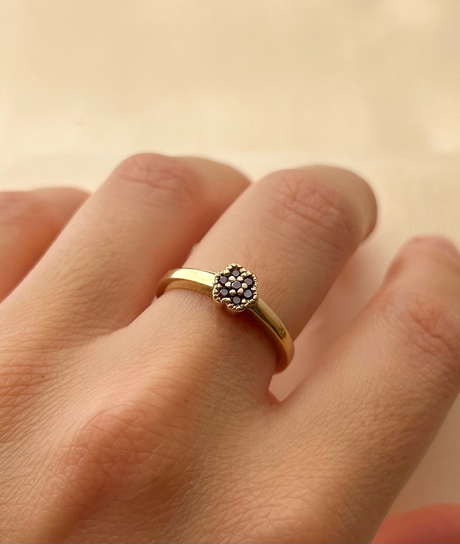 Vintage 9ct Gold Pink Diamond Cluster Ring, Size Q UK