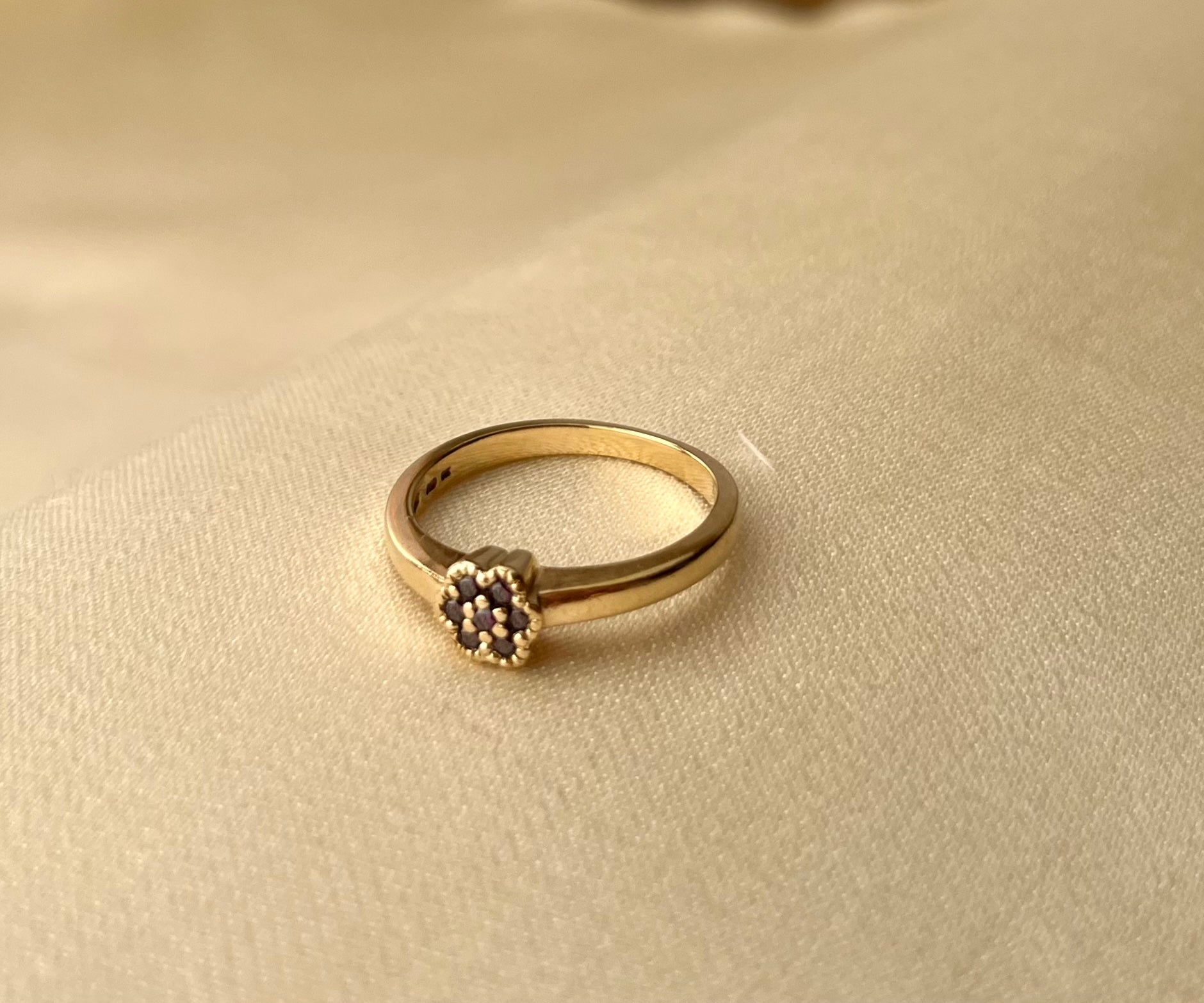 Vintage 9ct Gold Pink Diamond Cluster Ring, Size Q UK