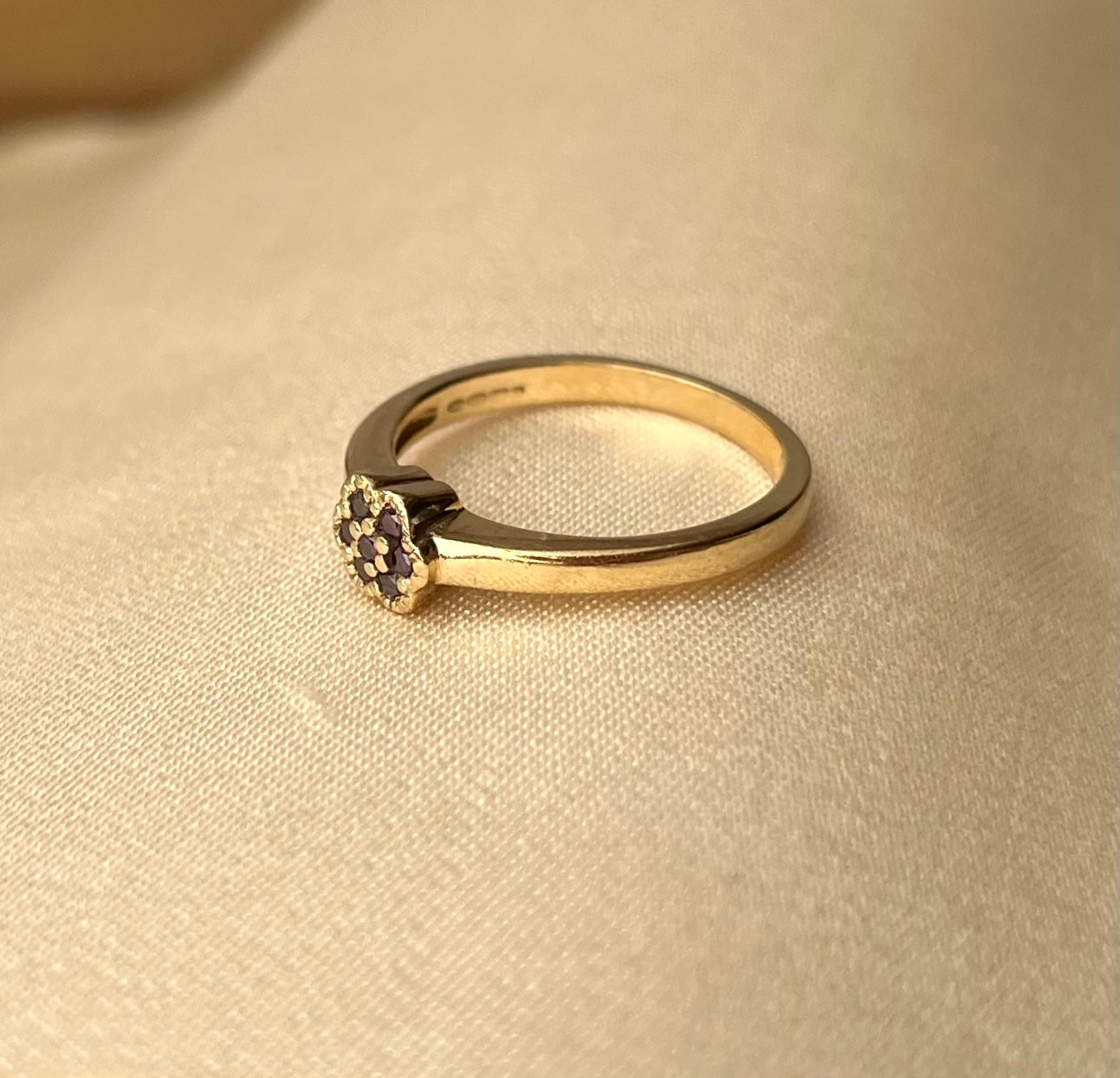 Vintage 9ct Gold Pink Diamond Cluster Ring, Size Q UK