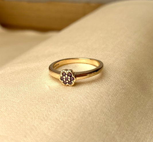 Vintage 9ct Gold Pink Diamond Cluster Ring, Size Q UK