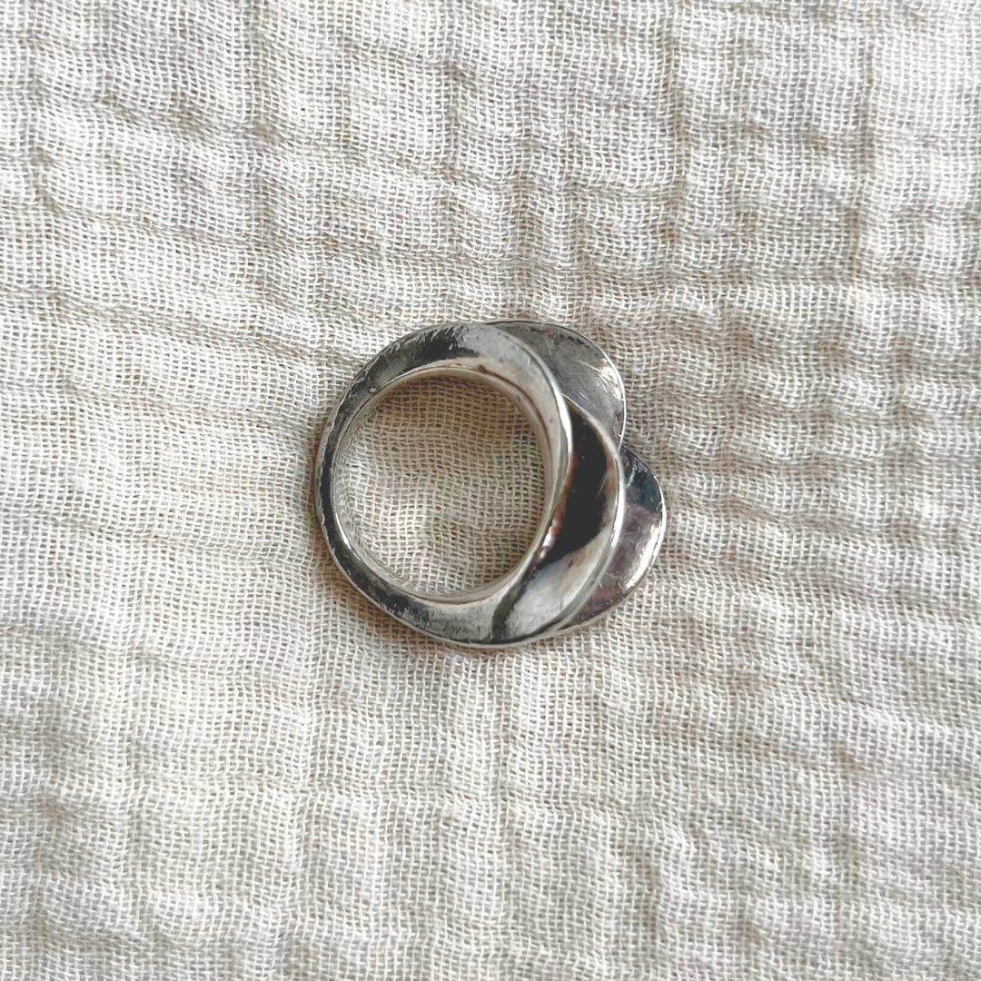 Vintage Statement Sterling Silver Ring Size M, Modernist Design