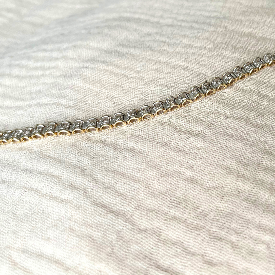 Vintage 9ct Gold and Diamond Tennis Bracelet, approx. diamond weight 1ct