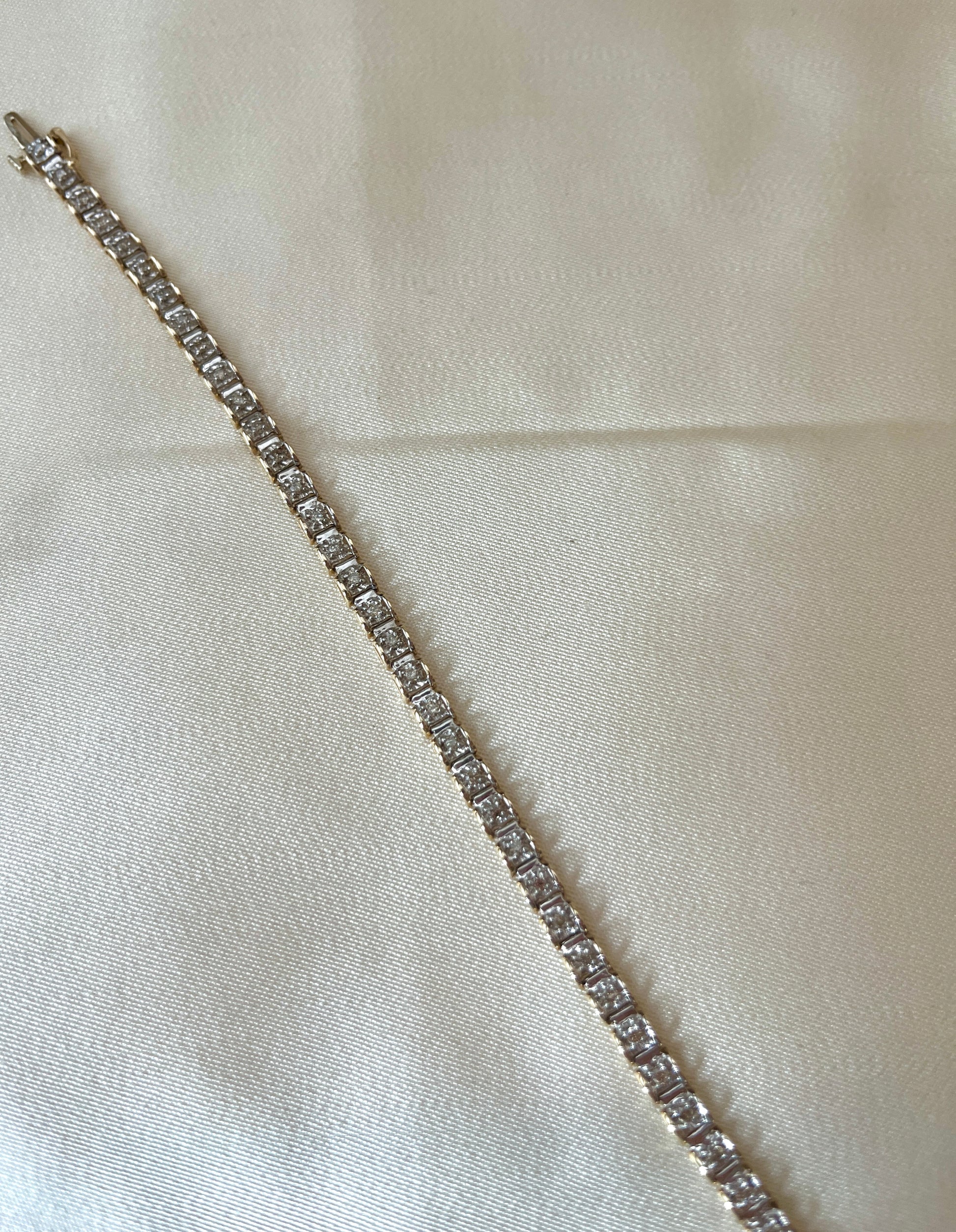 Vintage 9ct Gold and Diamond Tennis Bracelet, approx. diamond weight 1ct