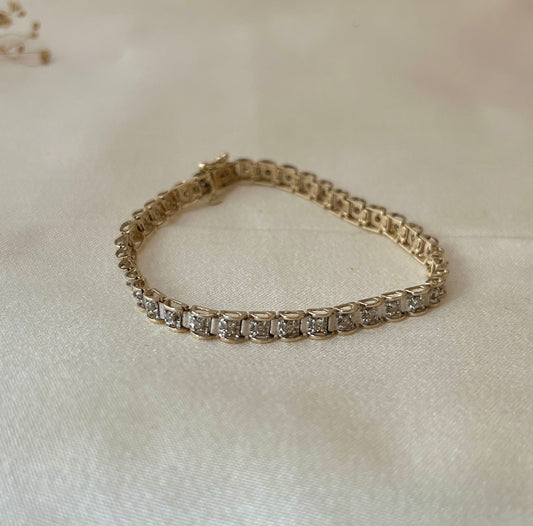 Vintage 9ct Gold and Diamond Tennis Bracelet, approx. diamond weight 1ct