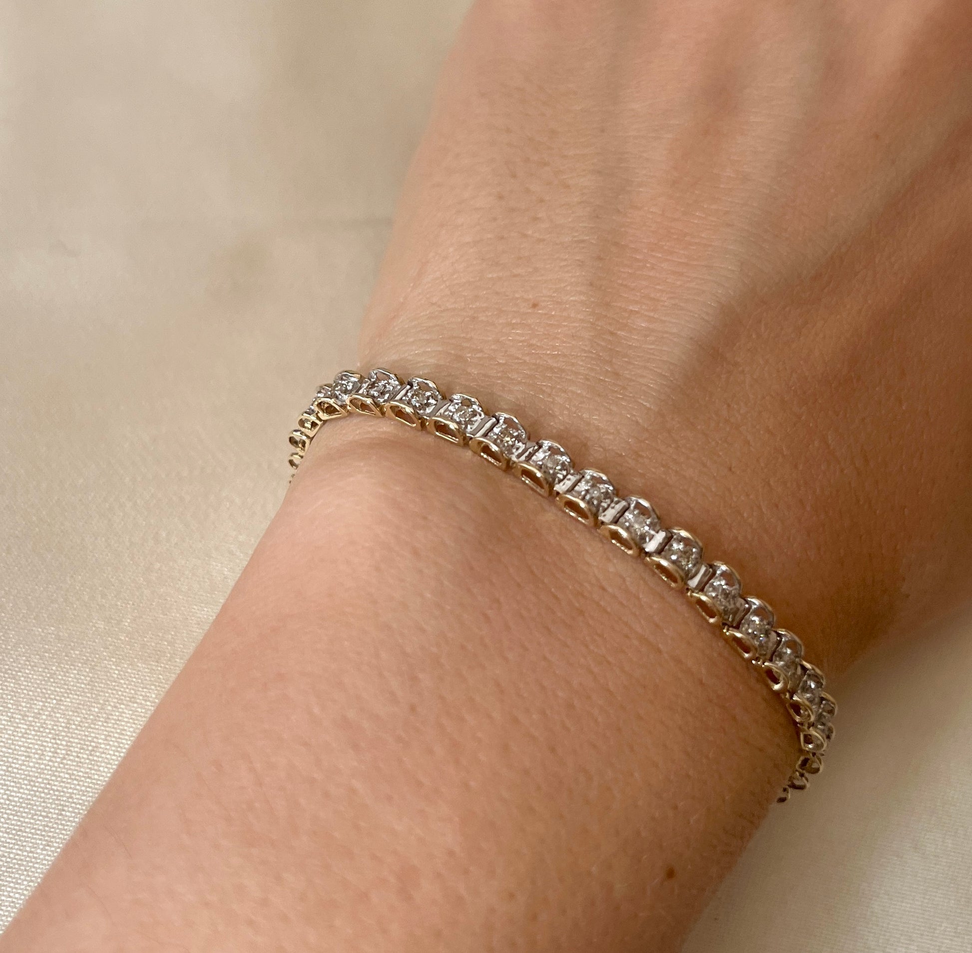 Vintage 9ct Gold and Diamond Tennis Bracelet, approx. diamond weight 1ct