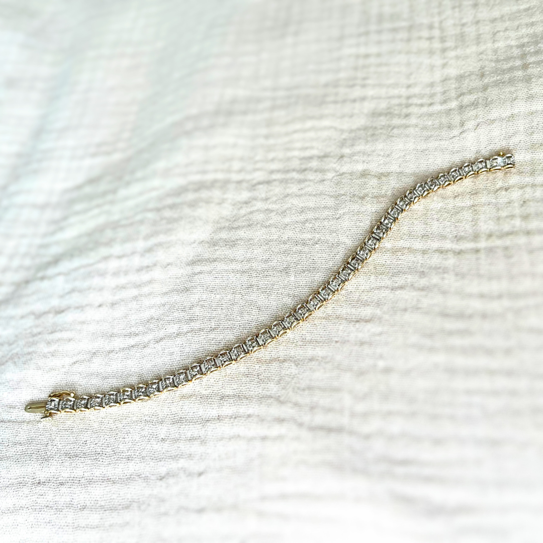 Vintage 9ct Gold and Diamond Tennis Bracelet, approx. diamond weight 1ct