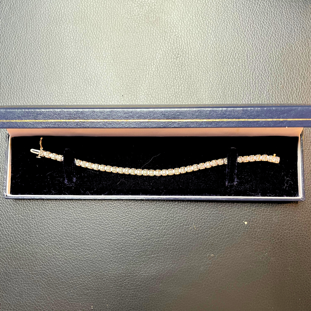 Vintage 9ct Gold and Diamond Tennis Bracelet, approx. diamond weight 1ct