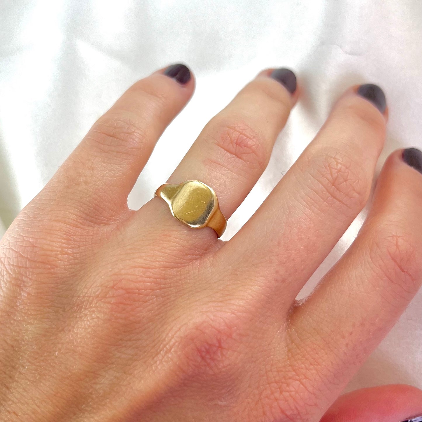 Vintage 1930s Solid 9ct Yellow Gold Signet Ring 1930s, Size L + 0.5
