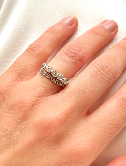 Vintage 18ct White Gold Diamond 5 Stone Ring 0.5ct weight, Size L UK Eternity or Engagement Ring Independently Assessed