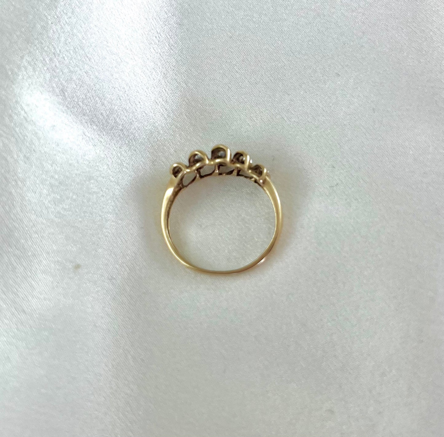 Vintage 9ct Gold Weave Design Diamond Ring, Size R