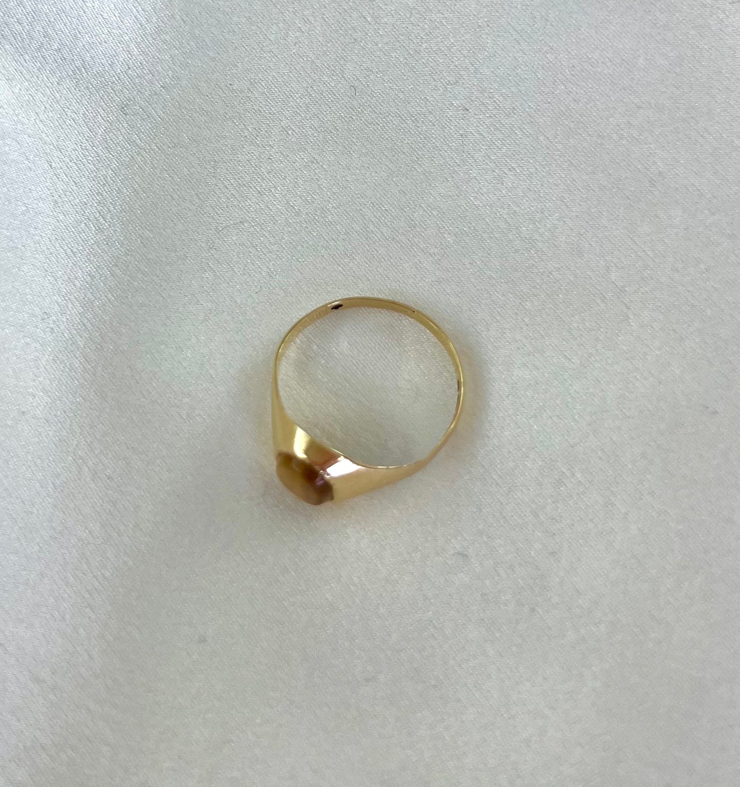 Vintage 9ct Yellow Gold Tigers Eye Ring, Size L UK 1970s