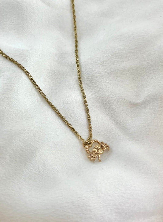 Vintage 9ct Gold Crab Pendant Chain Necklace, 50cm long 1970s