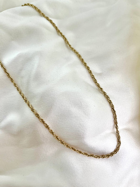 9ct Gold Long Rope Link Necklace Vintage, Heavy 20 inch