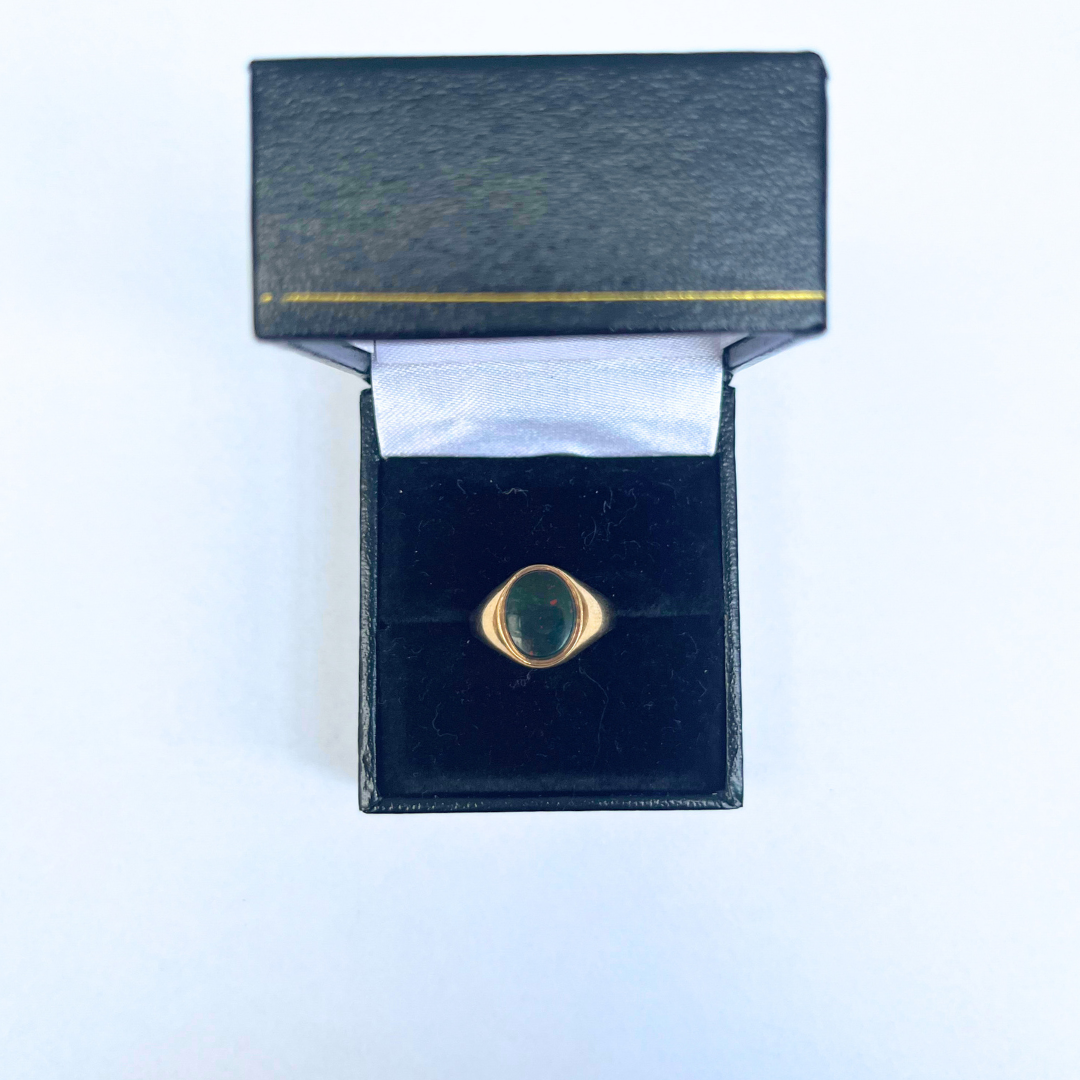 Vintage 9ct Gold Bloodstone Signet Ring, Size L