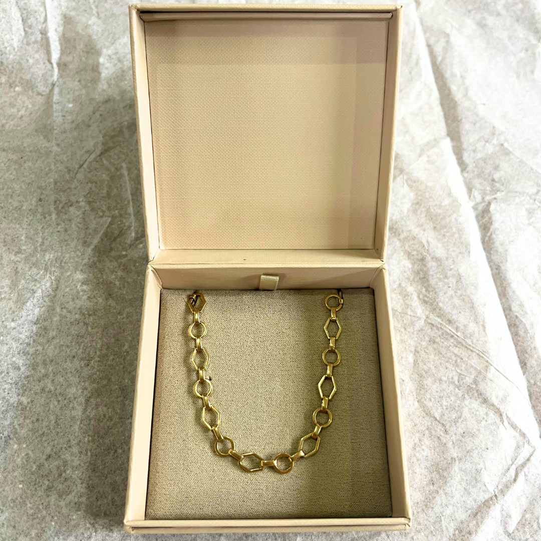 9ct Gold Chain Geometric Link Bracelet Vintage