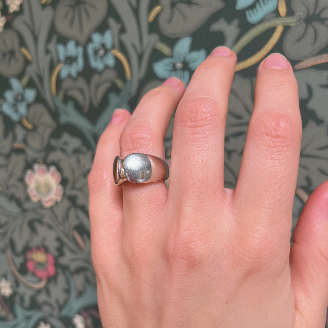 Vintage Georg Jensen Solid Sterling Silver Ring, Size M Modernist Danish