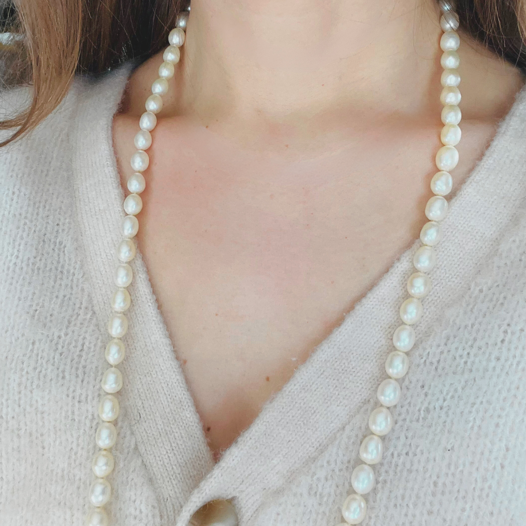 Freshwater Pearl Necklace With 14CT Gold Ball Clasp Vintage