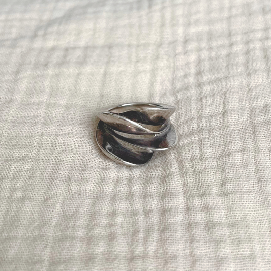 Vintage Statement Sterling Silver Ring Size M, Modernist Design