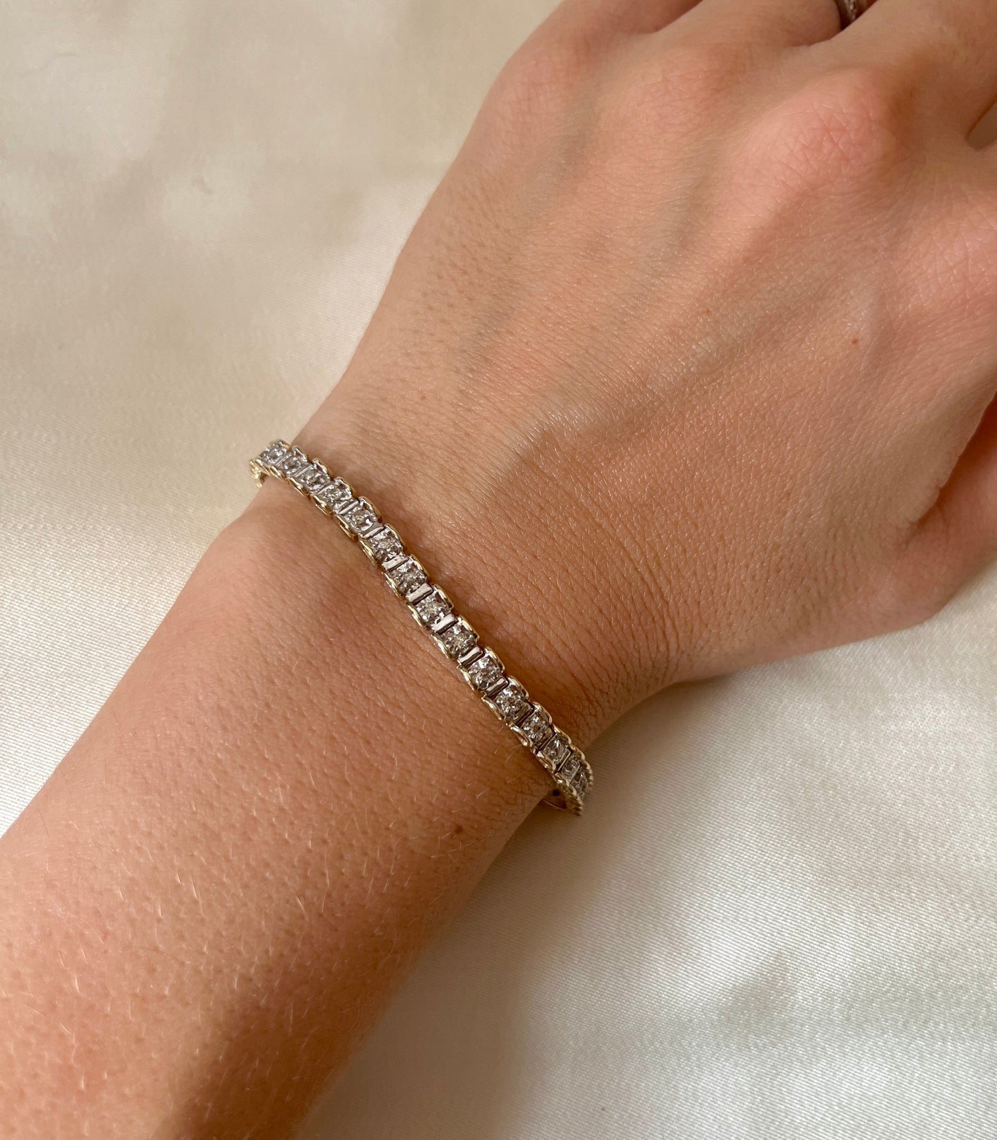 Vintage 9ct Gold and Diamond Tennis Bracelet, approx. diamond weight 1ct