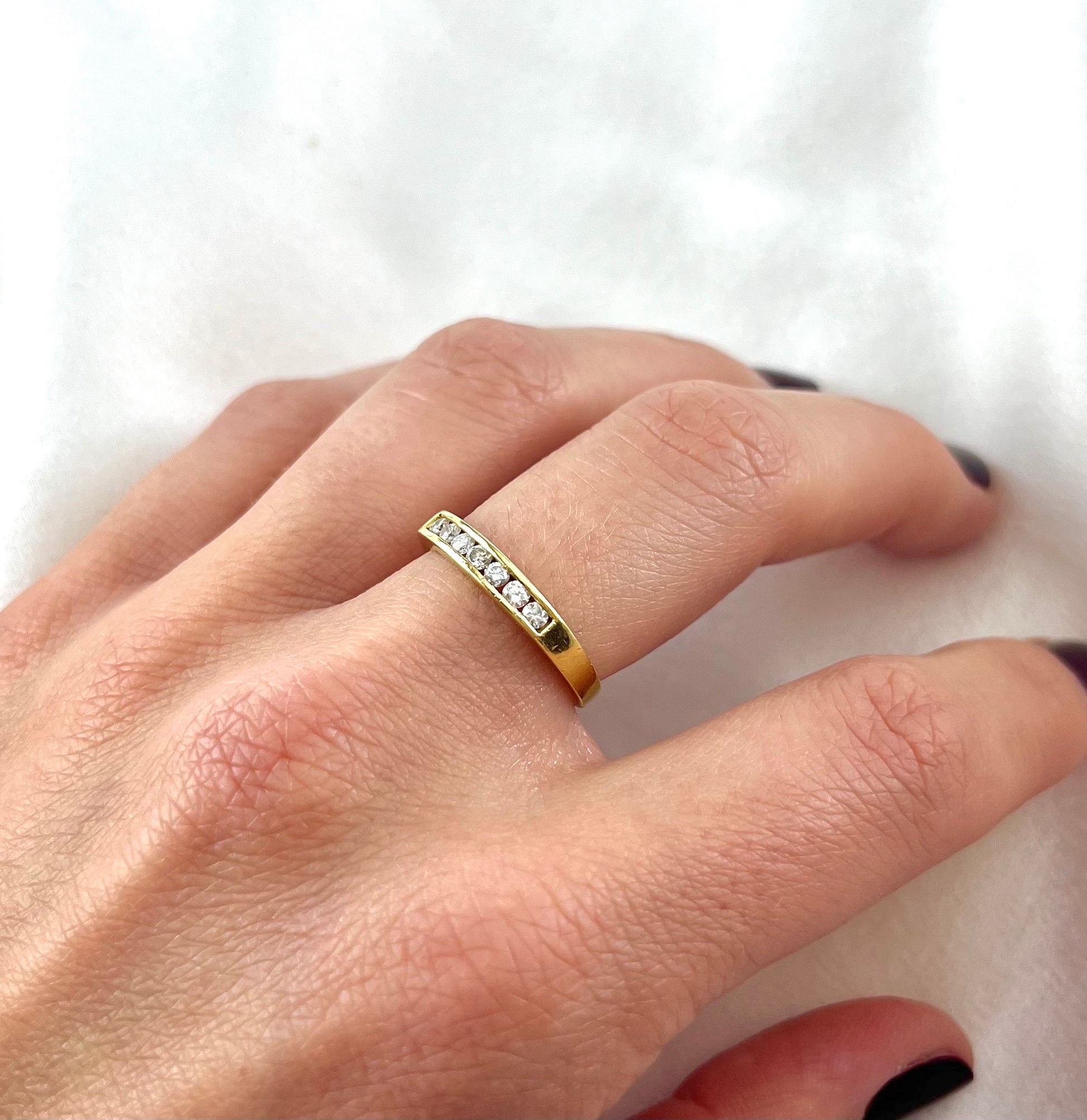 Vintage 18ct Gold Seven Stone Diamond Half Eternity Ring with Channel Setting, 0.25ct Size N + 0.5