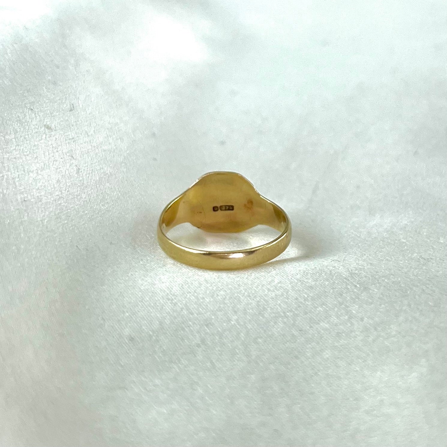 Vintage 1930s Solid 9ct Yellow Gold Signet Ring 1930s, Size L + 0.5
